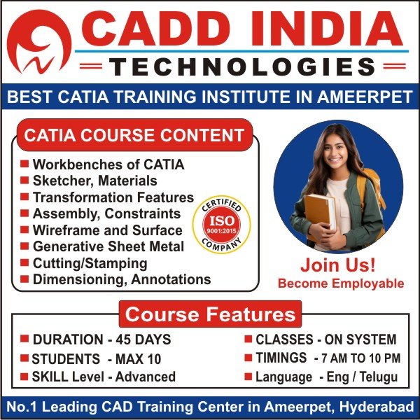 Catia Training in Ameerpet, Catia Course in Ameerpet, Catia Institutes in Ameerpet, Best Catia Training Institutes in Ameerpet Hyderabad – CADD India Technologies Catia Training in Ameerpet, Catia Course in Ameerpet, Catia Institutes in Ameerpet, Best Catia Training Institutes in Ameerpet Hyderabad – CADD India Technologies