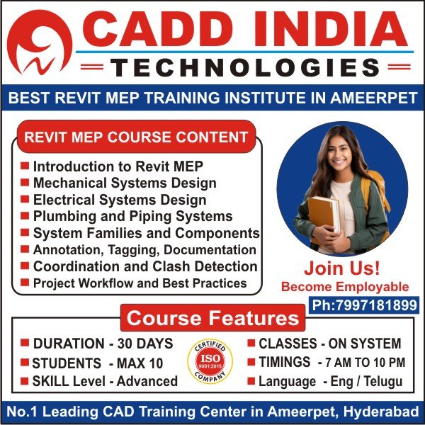 Revit MEP Training in Ameerpet, Revit MEP Course in Ameerpet, Revit MEP Institutes in Ameerpet, Best Revit MEP Training Institutes in Ameerpet Hyderabad – Cadd India Technologies Revit MEP Training in Ameerpet, Revit MEP Course in Ameerpet, Revit MEP Institutes in Ameerpet, Best Revit MEP Training Institutes in Ameerpet Hyderabad – Cadd India Technologies