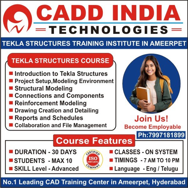Tekla Structures Training in Ameerpet, Tekla Structures Course in Ameerpet, Tekla Structures Institutes in Ameerpet Hyderabad – CADD India Technologies Tekla Structures Training in Ameerpet, Tekla Structures Course in Ameerpet, Tekla Structures Institutes in Ameerpet Hyderabad – CADD India Technologies